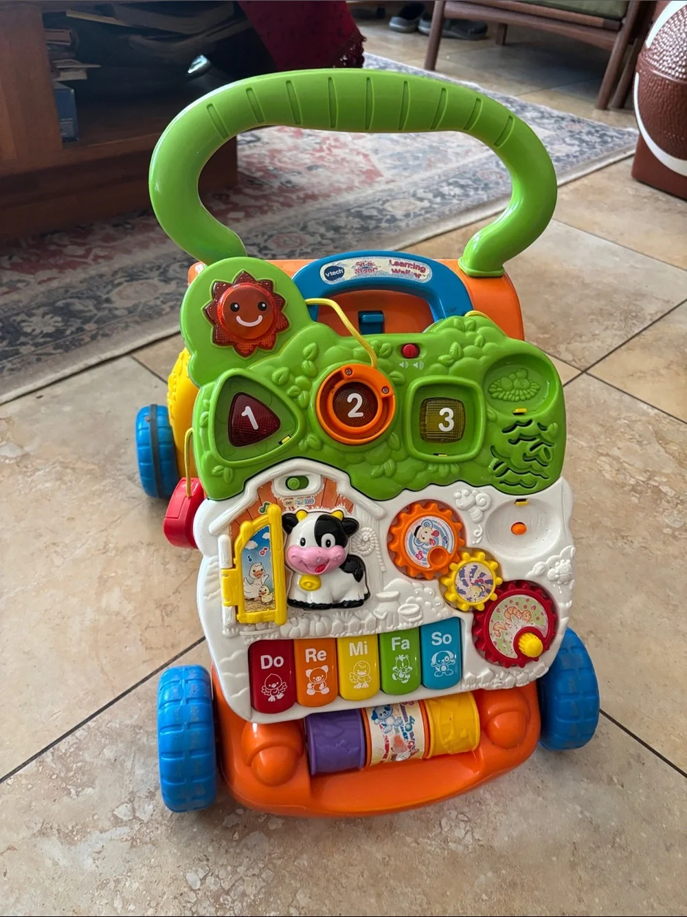 Interactive Toddler Activity Walker - Green/Orange with Music and Lights